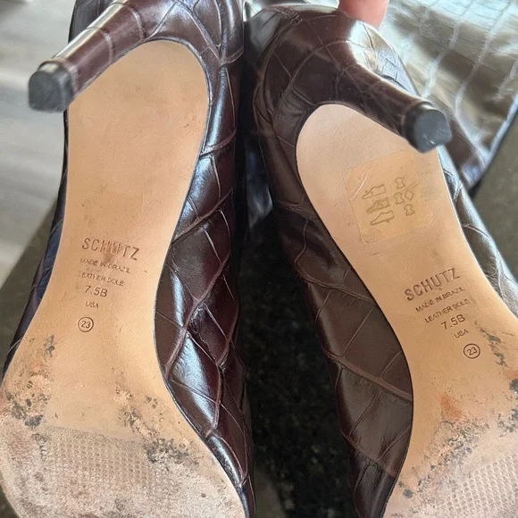 SCHUTZ Croc Tall Pointed-Toe Maryana Stiletto Boots - Picture 5 of 5